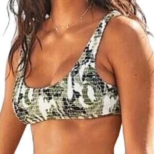 Victoria’s Secret Smocked Green Bralette Bikini Top Size Small
